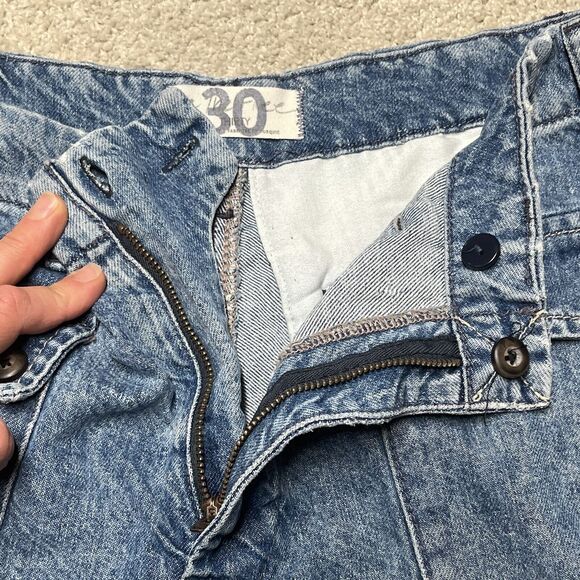 Free People Rory Slim Straight Jeans Wo's 30 Tab Cuff Hems Seamed Button Pockets - Picture 7 of 16